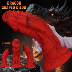 Dragon Dildo, Mythical Textured Design, Oversized Fantasy Toy in 3 Sizes for Women and Couples Playful Massage